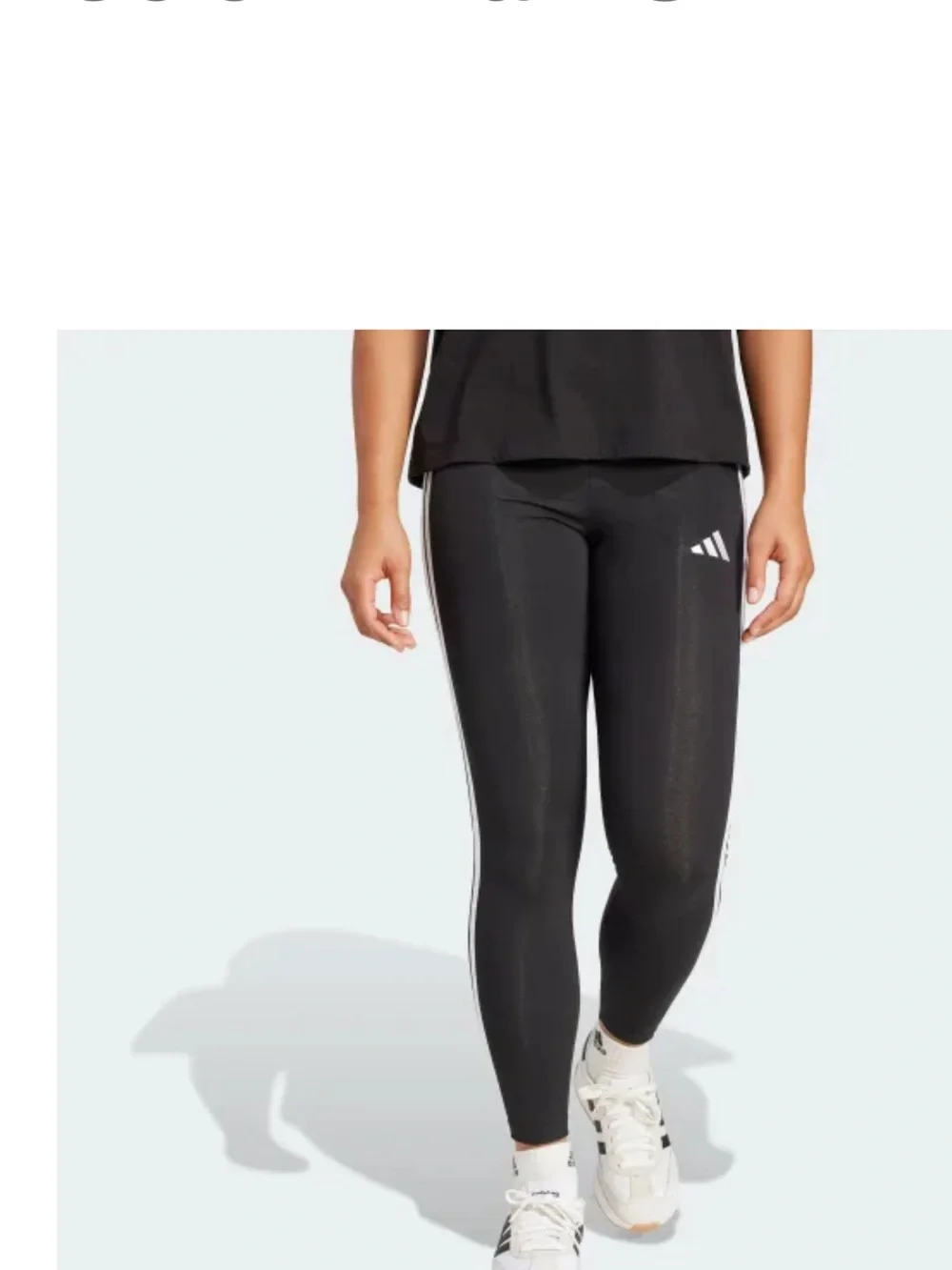 Black Adidas 4 striped cotton leggings Track Pants with White Stripes - Picture 3 of 7